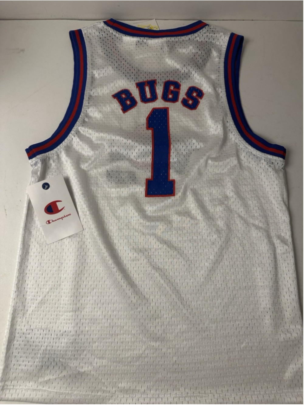 NWT Champion Space Jam Tune Squad Mesh Basketball Jersey Kids L White NCAA